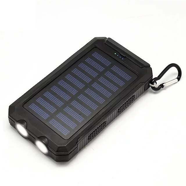  Банк мощности с солнечным зарядным устройством 20000mah фонарик компас USB для поездок на открытом воздухе