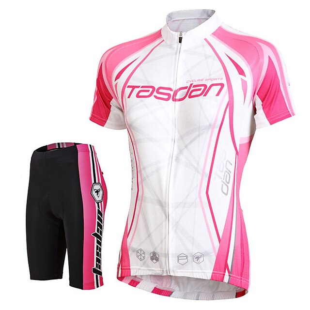  TASDAN Cycling Jersey with Shorts Women's Short Sleeves Bike Shorts Jersey Padded Shorts/Chamois Sleeves Top Clothing Suits Quick Dry