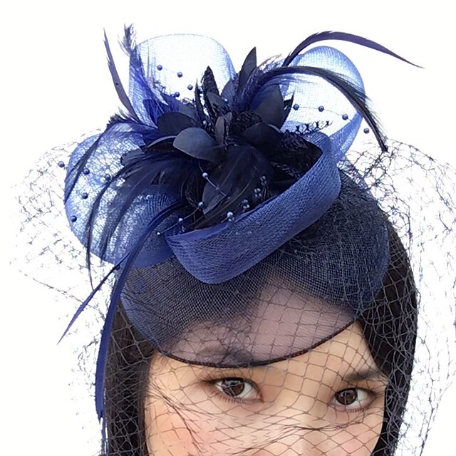  Feather / Net Fascinators / Birdcage Veils with 1 Piece Wedding / Special Occasion / Ladies Day Headpiece