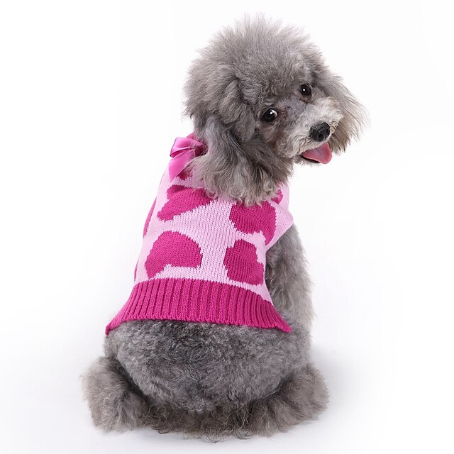  Gato Cachorro Casacos Súeters Macacão Coração Casual Fashion Ao ar livre Inverno Roupas para Cães Rosa Ocasiões Especiais Fibras Acrilicas XS S M L