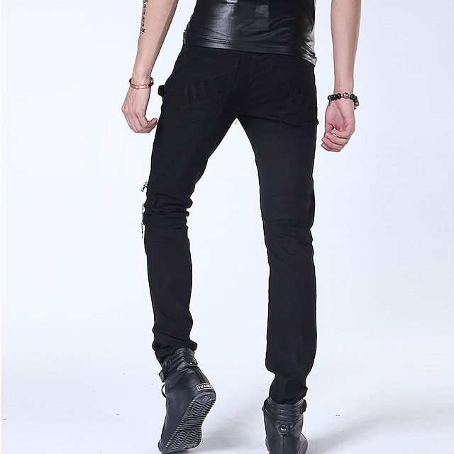Men's Mid Rise Stretchy Skinny Pants,Comtemporary Skinny Pure Color ...
