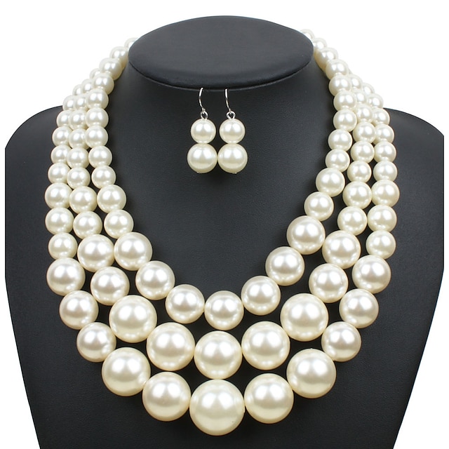  Parure de Bijoux Collier 3 anneaux For Femme Perle Soirée Mariage Occasion spéciale Perle / Casual / du quotidien