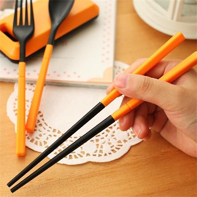  Portable Folding Travel Dinnerware Set Korean Tableware Cutlery Fork Chopsticks Set For Kids Bento Lunch Box Accessories