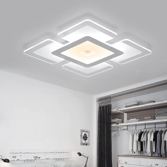  42cm　幾何学的　フラッシュマウントアンビエント　ライト　アクリル　LED　調光可能　シーリングライト　リモコン付き　90-240v　LED　ライト　寝室　ベッドサイド　ランプ　暖かい　シンプル　雰囲気