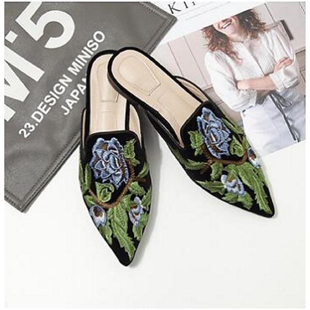  Mujer Zapatos Ante Confort Zuecos y pantuflas Tacón Plano Negro / Marrón / Verde