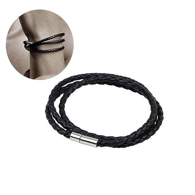  Women's Men's Wrap Bracelet Leather Bracelet Rope Twisted woven Cheap Fashion Leather Bracelet Jewelry Dark Gray / White / Black For Christmas Gifts Party Wedding Special Occasion Anniversary Birthday
