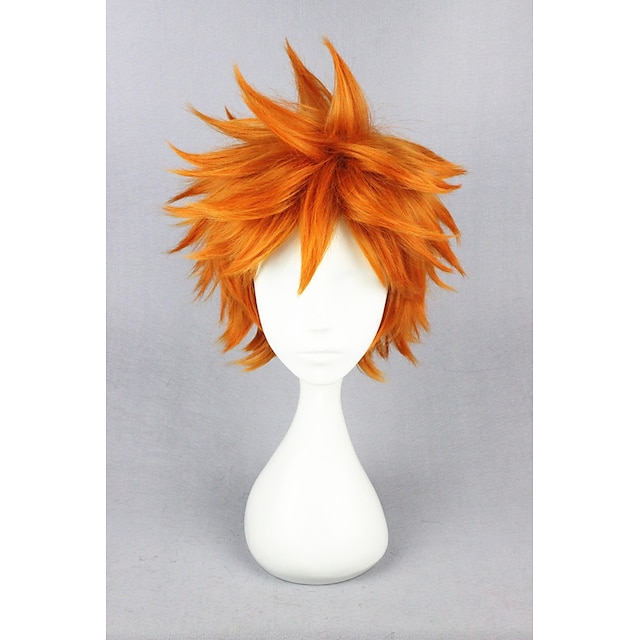 Synthetic Wig Cosplay Wig Straight Straight Asymmetrical Wig Blonde Short Yellow Synthetic Hair Women‘s Blonde