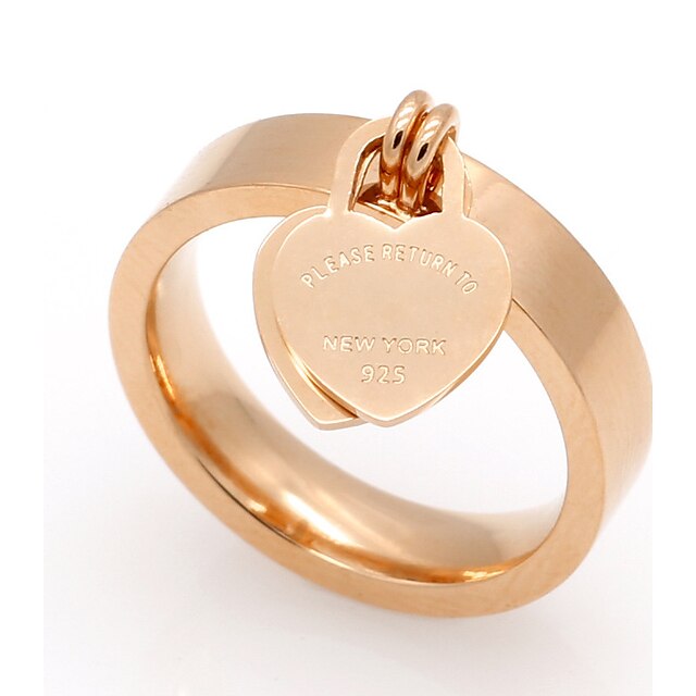  Band Ring Gold Silver Rose 18K Gold Plated Titanium Steel Heart Ladies 6 7 8 9 10 / Women's / Women's