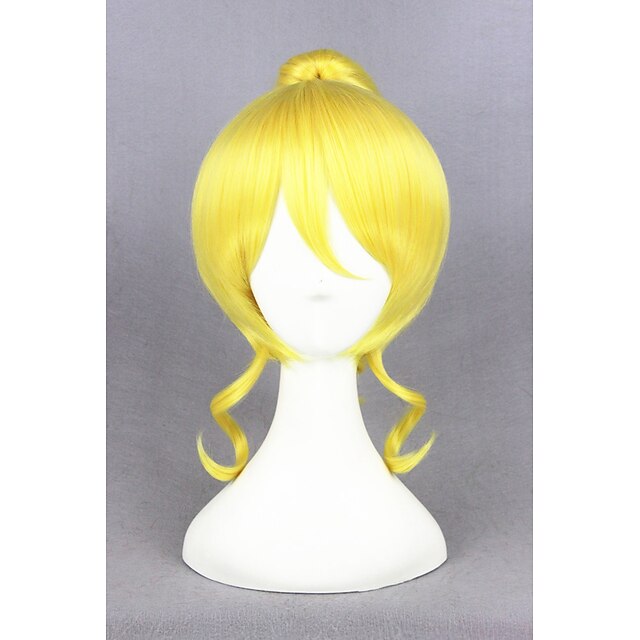  short curly love live eli ayase synthetic blonde anime cosplay ponytail wigcs219a Halloween