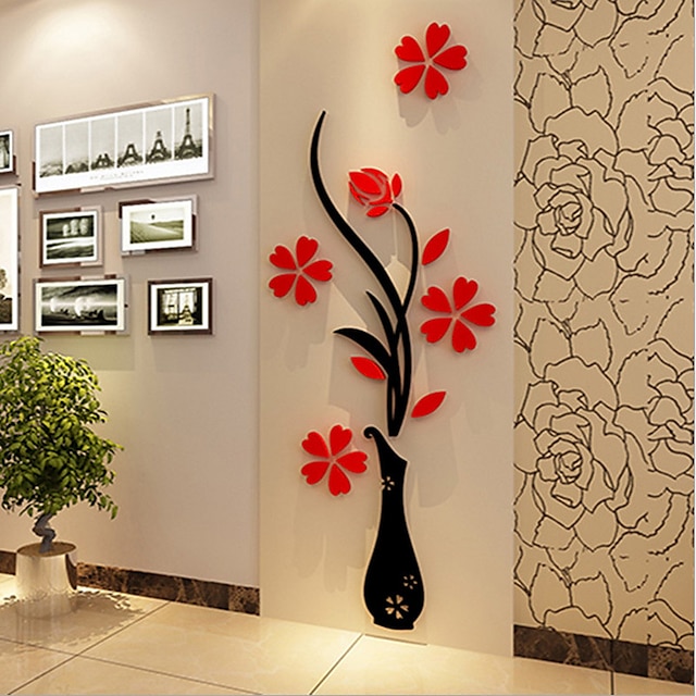  Noël Romance Floral Stickers muraux Autocollants muraux 3D Autocollants muraux décoratifs,Vinyle Matériel Décoration d'intérieur Calque