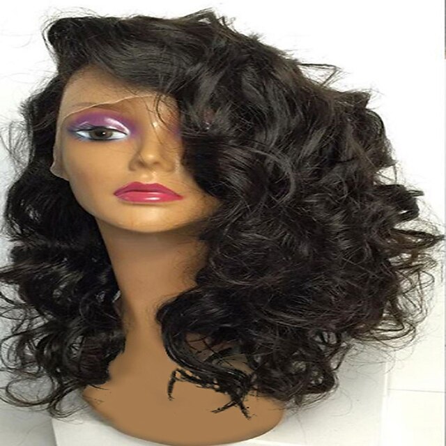  hot on sale price natural looking big curly indian virgin human hair side part short pre plucked lace front wigs with baby hair for black women