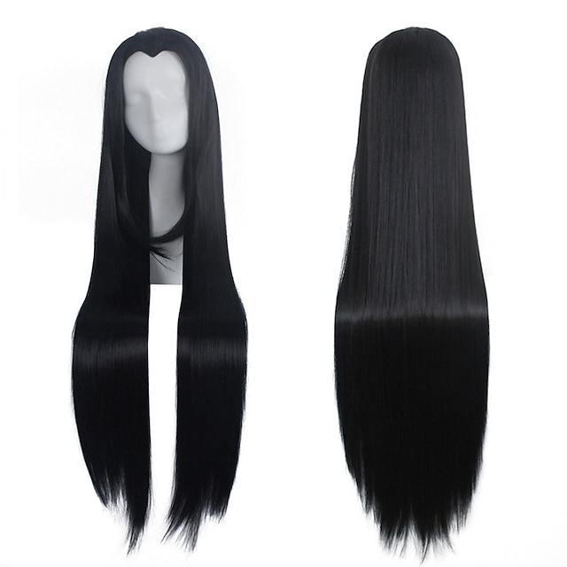  μάγισσες/μάγος περούκα συνθετική περούκα cosplay περούκα ίσια ίσια περούκα μακριά πολύ μακριά μαύρα#1β συνθετικά μαλλιά γυναικείο μεσαίο μέρος μαύρο