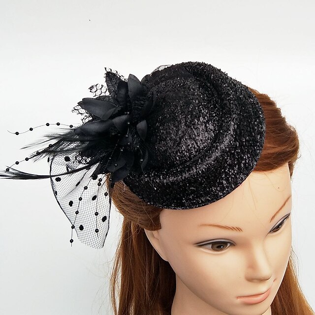  Tulle / Feather Fascinators / Hats / Headwear with Floral 1pc Wedding / Special Occasion / Horse Race Headpiece
