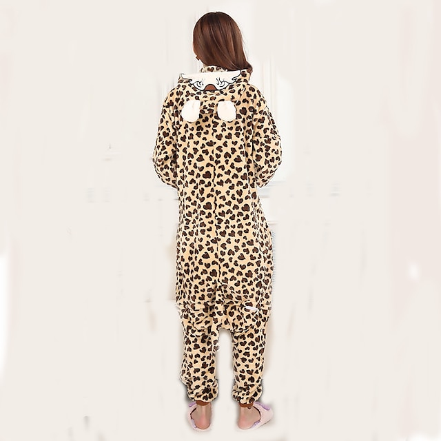  Adults' Kigurumi Pajamas Leopard Animal Animal Onesie Pajamas Pajamas Flannel Toison Cosplay For Men and Women Halloween Animal Sleepwear Cartoon