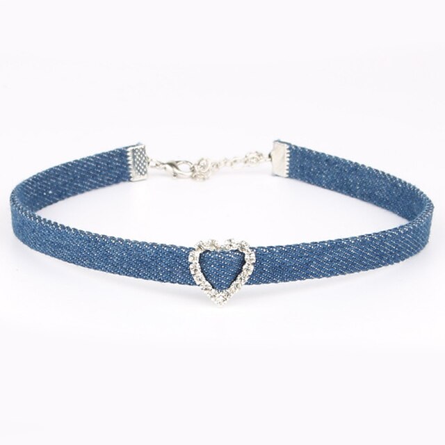  Per donna Girocolli Cuori Originale Classico Strass Tessuto Azzurro chiaro Collana Gioielli Per Matrimonio Occasioni speciali Regalo Quotidiano Casual Sport / San Valentino