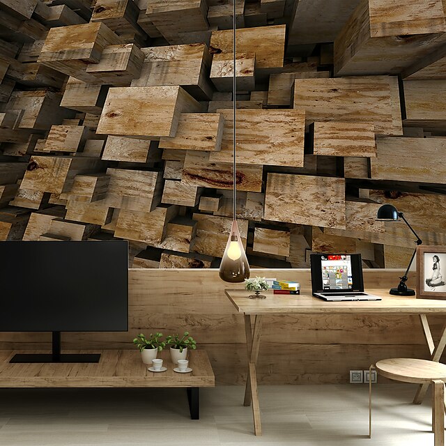  blok drewna deski niestandardowe 3d duże ściany obejmujące mural tapety fit restauracja sypialnia biuro