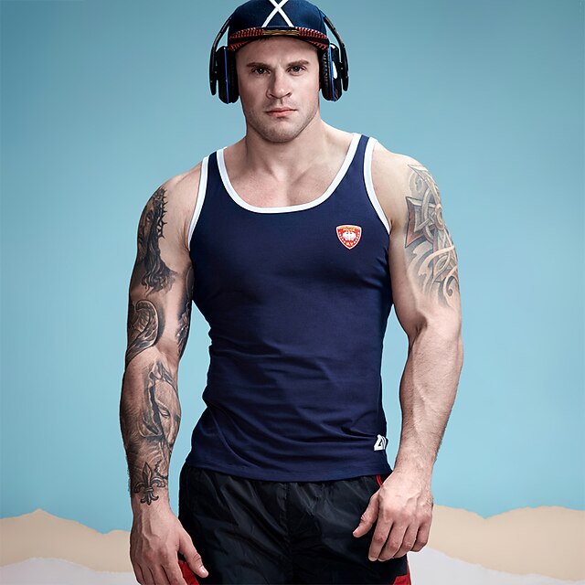 

Men's Tank Top Vest Solid Colored Round Neck Daily Sports Basic Sleeveless Slim Tops Active Royal Blue Red Light Blue / Summer