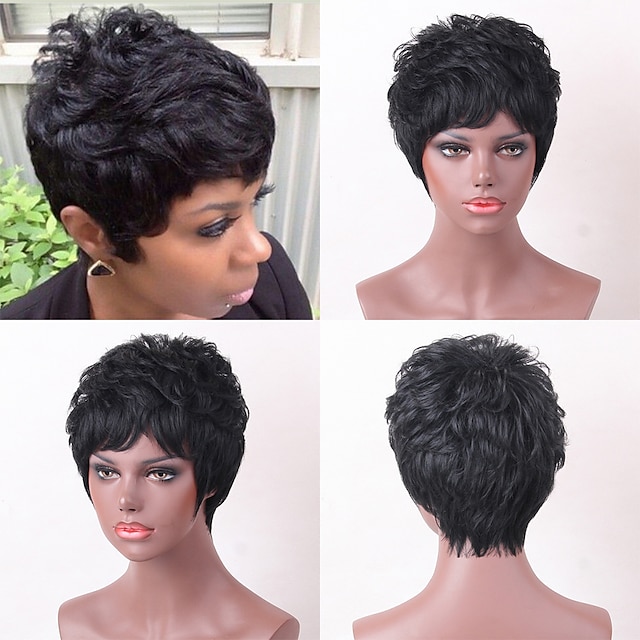 Human Hair Blend Wig Short Natural Wave Pixie Cut Short Hairstyles 2020 ...