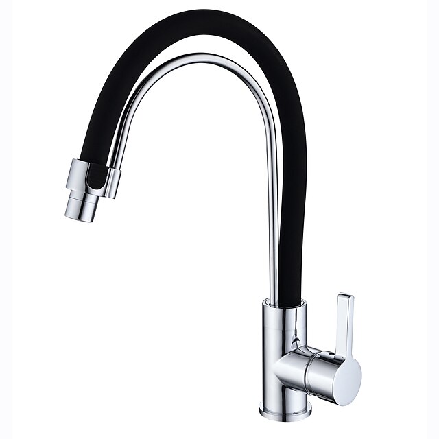  Torneira de Cozinha - Monocomando e Uma Abertura Cromado Haste Móvel - Horizontal e Vertical / Torneira com Bica Alta Conjunto Central Modern Kitchen Taps