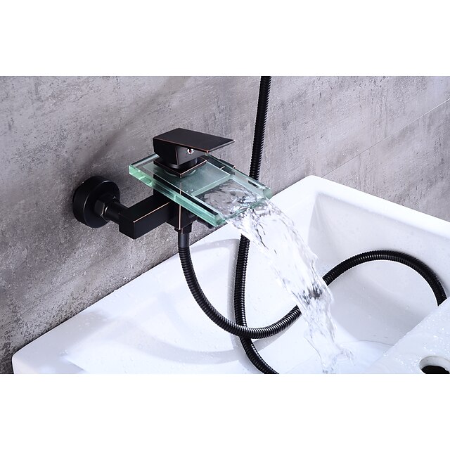  Vanová baterie - Moderní Olejem leštěný bronz Nástěnná montáž Keramický ventil Bath Shower Mixer Taps / Mosaz / Single Handle dva otvory