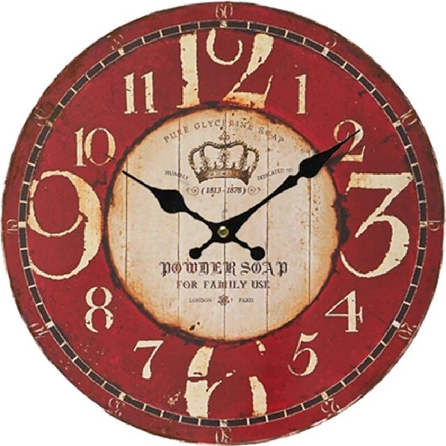  Retro Wall Clock Home Decoration Round Wall Clock With Roman Number Silent Decorative Vintage Rustic Wooden Clock Living Room