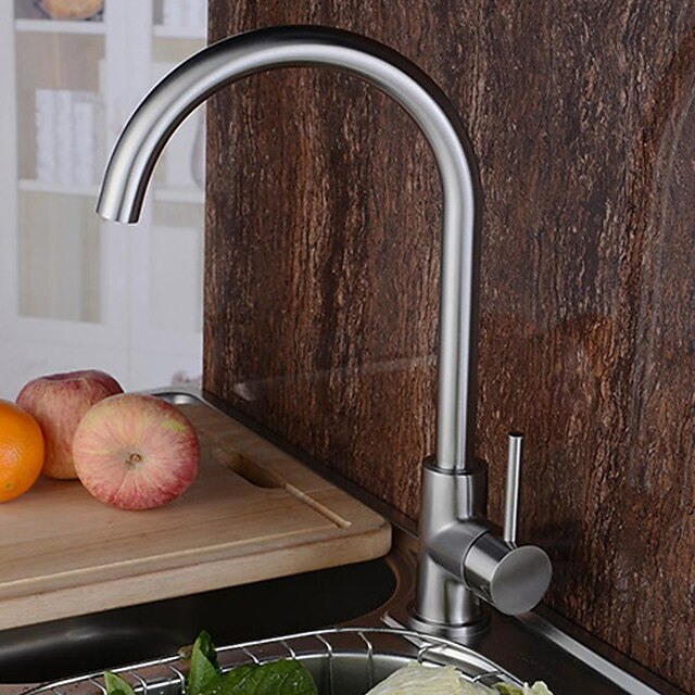  Konyhai csap - Egy fogantyú egy lyukkal Rozsamentes acél Magas / Magas Arc Három lyukas Kortárs Kitchen Taps