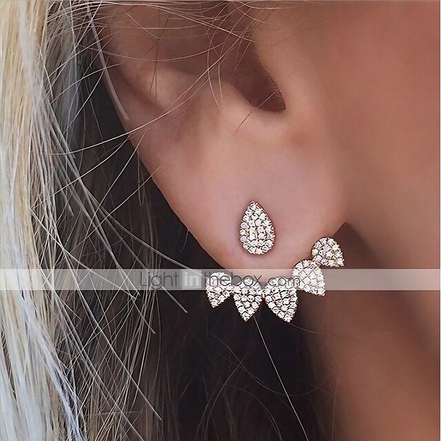  2pcs Stud Earrings Dangle Earrings For Women's Cubic Zirconia tiny diamond Party Wedding Daily Alloy Teardrop / Jacket Earrings