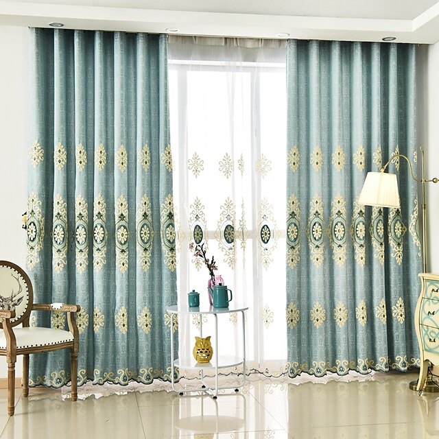  Skræddersyede miljøvenlige gardiner gardiner to paneler / broderi / soveværelse