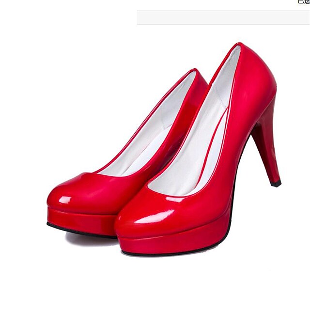  Mujer Tacones Exterior Oficina y carrera Invierno Combinación Tacón de Aguja Dedo redondo Botas de Combate Zapatos del club Zapatos de Paseo PU Negro Blanco Rojo