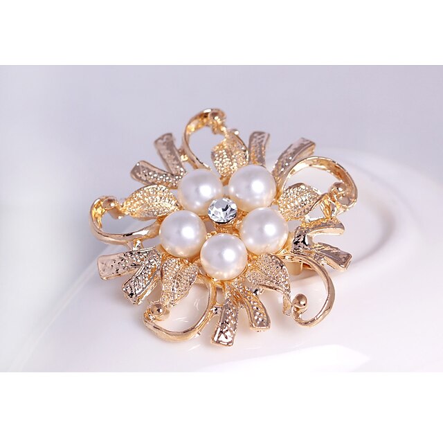  Women's Girls' Brooches Flower Pearl Brooch Jewelry White Gold For Wedding Party Special Occasion Daily