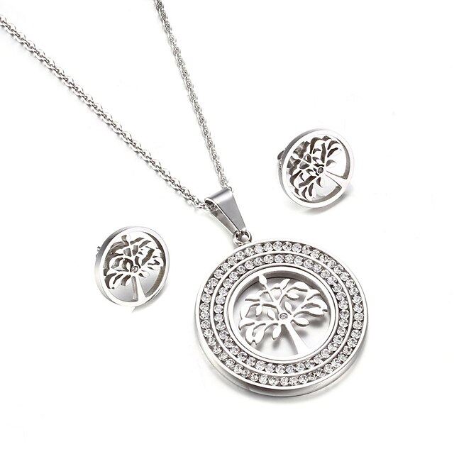  Women's Jewelry Set Friendship British Fashion USA Stainless Steel Tree of Life 1 Necklace 1 Pair of Earrings For Party Anniversary