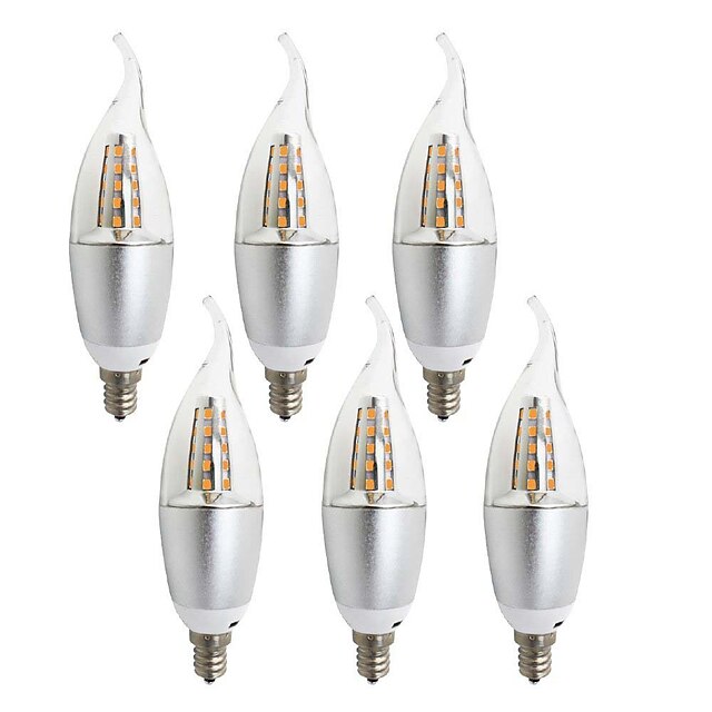  6pcs 5 W Luzes de LED em Vela 500 lm E14 CA35 35 Contas LED SMD 2835 Decorativa Branco Quente Branco 220-240 V 110-130 V / 6 pçs / RoHs