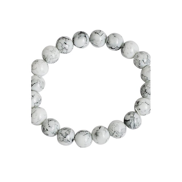  Bracelet à Perles Homme Femme Luxe Naturel Bohème Rétro Vintage Punk Elastique Bracelet Bijoux Blanche Forme de Cercle pour Regalos de Navidad Mariage Soirée Occasion spéciale Halloween Anniversaire