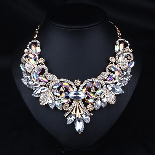  Statement Necklace Crystal Rhinestone Alloy Women's Luxury Basic Victorian Necklace For Party Wedding Anniversary / Casual / Daily / Engagement / Valentine