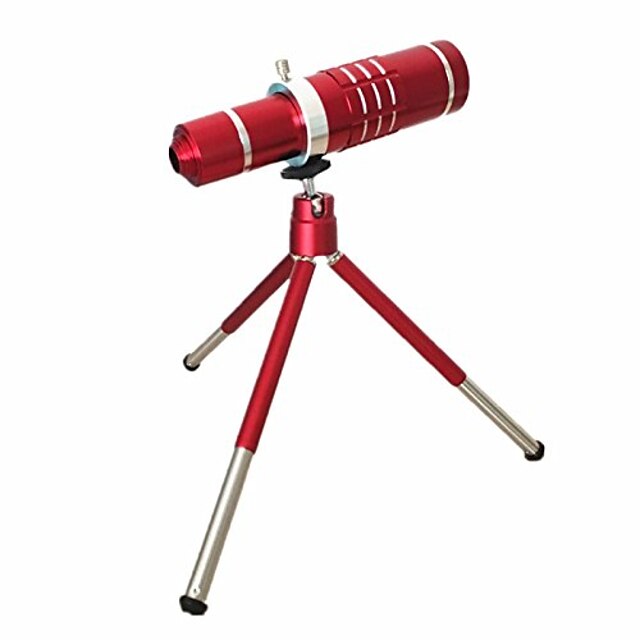  Chino rojo teléfono móvil lente externa 18 veces telescopio largo disparo teleobjetivo 18x teleobjetivo con clip de metal