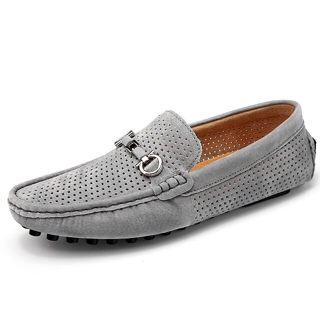  Men's Loafers & Slip-Ons Comfort Shoes Driving Shoes Summer Loafers Casual Casual Outdoor Office & Career Pigskin Gray Khaki Blue Fall Summer / Rivet