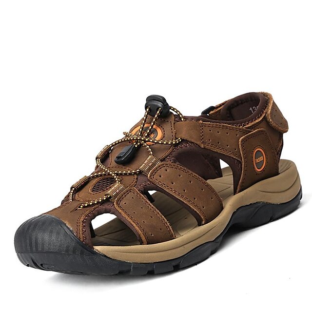  Homens Sapatos Confortáveis Pele Primavera / Verão Sandálias Água Castanho Claro / Casual / Ao ar livre / EU40