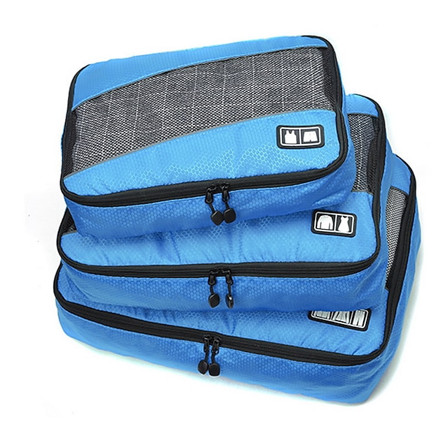  3 Pieces Travel Bag Travel Organizer Travel Luggage Organizer / Packing Organizer Large Capacity Portable Foldable Travel Storage Fabric Polyester Net Fabric For Travel Clothes / Durable