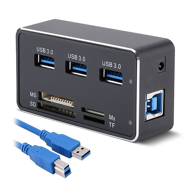  USB 3.0 cubo tudo-em-um MS de alta velocidade / micro sd / m2 / tf cartão leitor de 3 portas USB de combinação com cabo USB para PC