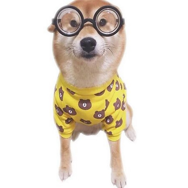  Собака Футболка / Рождество Одежда для собак Медведи Желтый Хлопок Костюм Для домашних животных Жен. На каждый день / Мода