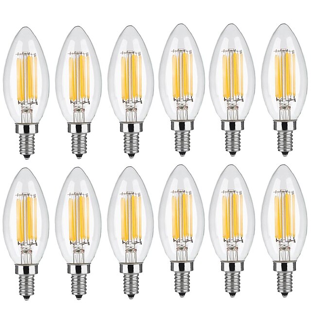  12st 5 W 560 lm E14 LED-gloeilampen C35 6 LED-kralen COB Decoratief Warm wit / Koel wit 220-240 V / RoHs / CE