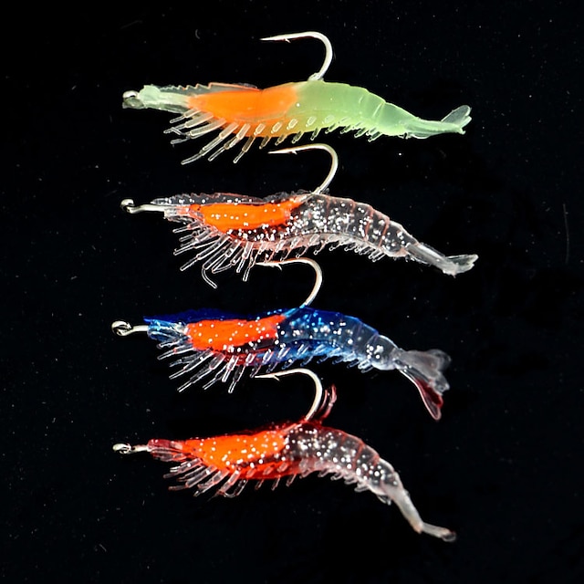  2 pcs Balíčky návnad Balıkçılık Zokaları Shrimp Potopení Bass Pstruh Štika Bait Casting Guma