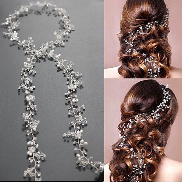  Pearl / Crystal Headbands / Headwear / Head Chain with Floral 1pc Wedding / Special Occasion Headpiece