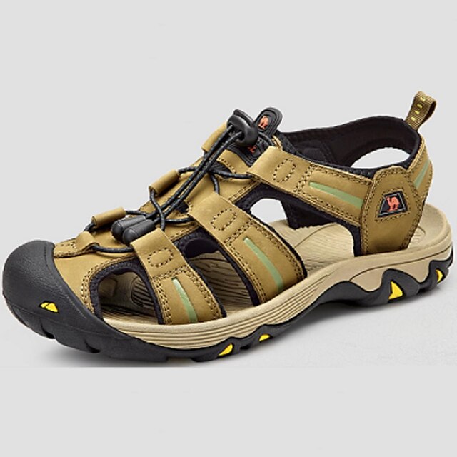  Miehet kengät Tekonahka Kesä Valopohjat Comfort Sandaalit Kävely Kuminauhalla Käyttötarkoitus Ruskea Vihreä