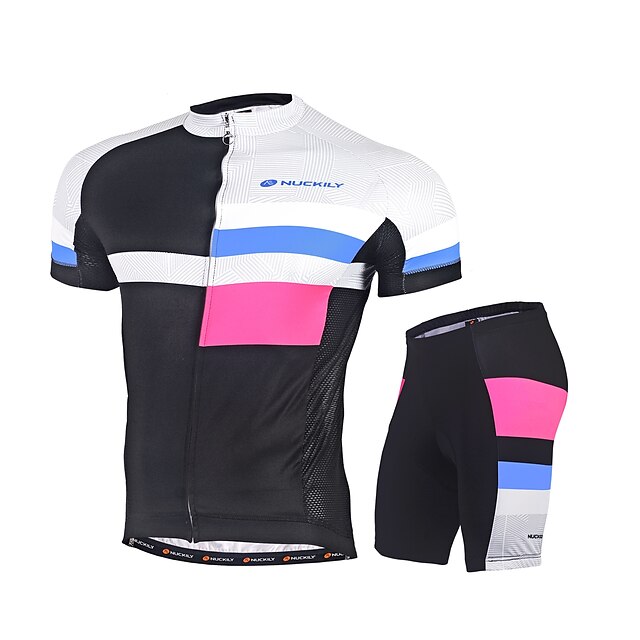  Nuckily Homens Camisa com Shorts para Ciclismo - Preto Moto Conjuntos de Roupas, Secagem Rápida, Resistente Raios Ultravioleta, Tiras
