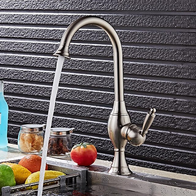  Kitchen faucet - Contemporary / Art Deco / Retro / Modern Nickel Brushed Standard Spout Vessel / Single Handle One Hole