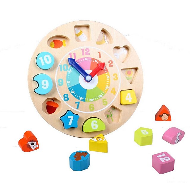  Math Toy Wooden Clock Toy 1 pcs compatible Legoing Classic Boys' Girls' Toy Gift