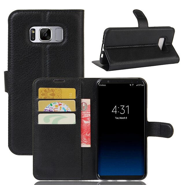  מגן עבור Samsung Galaxy S8 Plus / S8 / S7 edge ארנק / מחזיק כרטיסים / עמיד בזעזועים כיסוי מלא אחיד קשיח עור PU