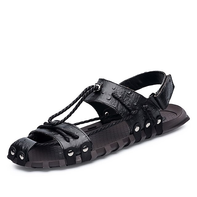 Men's Shoes PU Summer Light Soles Comfort Sandals for Casual Black Brown