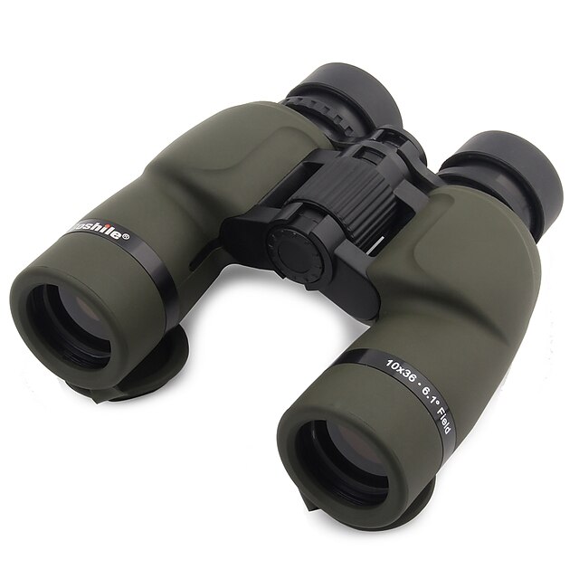  10 X 36mm Binoculars Night Vision Army Green High Definition / Weather Resistant / Fogproof / Wide Angle / Porro / Fully Multi-coated / Hunting / Bird watching